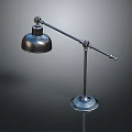Lighting Combination Featuring Vintage Metal Table Lamp With Adjustable Arm Domed Shade Round Base