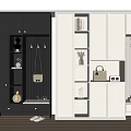 Modern Shoe Cabinet With Dark And Light Color Storage Display Shelves And Hanging Space