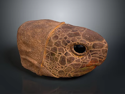 Reptile Turtle Head Closeup with Textured Skin and Black Eyes in Brown 3d model