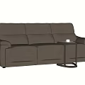Brown Leather Three Seater Sofa With Modern Design And Side Table 3d model