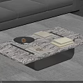 Modern Coffee Table With Marble Top Black Metal Base Books And Decorative Bowl