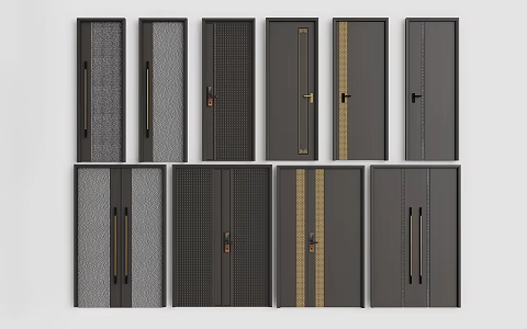 New Chinese style combination of double door and single door 3d model