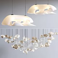 Modern Chandeliers with Organic Cloud Like Shapes and Leaf Inspired Hanging Elements for Interior Design 3d model