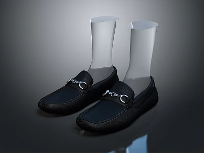 Black Leather Loafers With Metal Buckle And Comfortable Design For Daily Use 3d model
