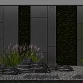 Contemporary Green Wall Design With Metal Panels Rocks And Decorative Grass