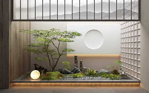 New Chinese style interior landscape sketch porch landscaping 3d model