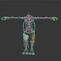 Mechanical Robot Character Displaying Extended Arms And Intricate Metal Body Design