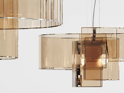Modern Transparent Glass Chandelier With Layered Geometric Design And Lighting Fixture 3d model