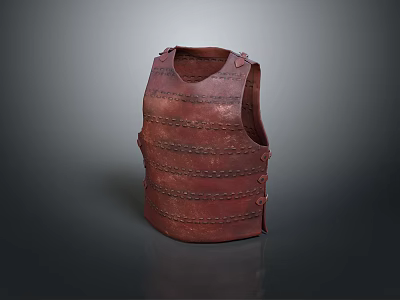 Brown Genuine Leather Vest With Stylish Chain Decorations For Daily Casual Wear 3d model