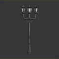 Vintage Outdoor Street Lamp With Metal Frame And Yellow Glass Shades