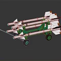 Military Vehicle With Green Frame White Missiles And Mobile Launcher System