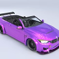 Purple Modified Convertible Car With Open Top Black Spoiler And Wheels