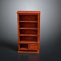 Wooden Bookcase Furniture With Multiple Shelves And Bottom Cabinet Door