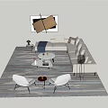 Modern Living Room Sofa And Coffee Table Combination With Decorative Painting Rug And Chairs