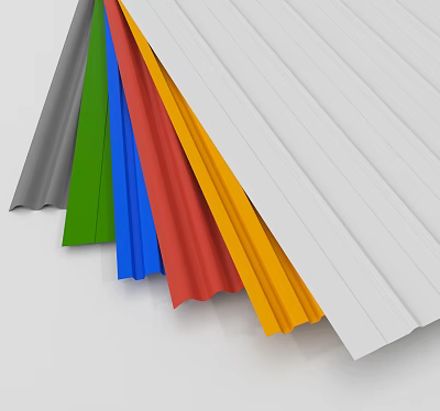 Corrugated Building Components in Various Colors for Durable Roofing and Siding Applications 3d model