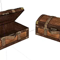 Vintage Wooden Chests With Metal Straps Open And Closed Design