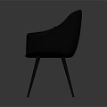 Modern Black Leather Single Sofa with Armrest Cushion and Slim Metal Legs
