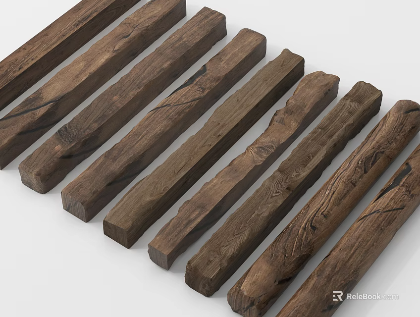 Natural Stone Wood Logs with Rustic Texture for Building and Decor Projects 3d model