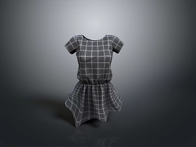 Checkered Short Sleeved Casual Dress For Daily Life Use And Comfortable Design 3d model