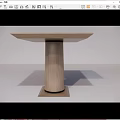 Minimalist Modern Wooden Dining Table With Square Top And Cylindrical Base 3d model