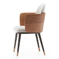 Modern Accent Armchair With Light Gray Fabric Brown Leather Armrests And Dark Legs