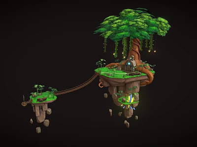 Floating Island Air Island Hanging Garden 3d model