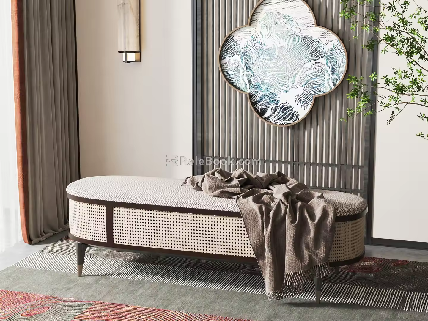 New Chinese Style Bed End Stool Sofa Stool 3d model
