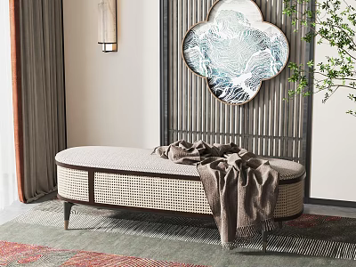 New Chinese Style Bed End Stool Sofa Stool 3d model