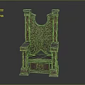 Antique Wooden Chair with Intricate Carved Patterns and Ornate Backrest Details