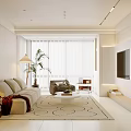 Stylish Living Dining Room Interior With Light Colored Sofa Dining Table And Colorful Painting