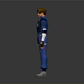 3D Character Model In Blue RPD Uniform With White Accents And Black Gloves