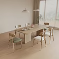 Log dining table and chair combination 3d model