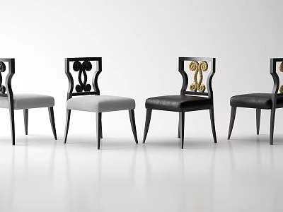 Modern Dining Chairs With Artistic Backrest Patterns And Contrast Color Seat Designs 3d model