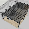 Outdoor Modern Covered Carport With Wooden Garage Door And Car Parking
