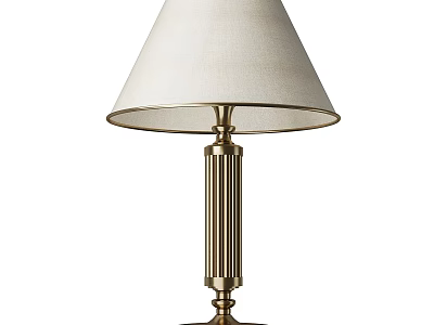 Classic Table Lamp With Beige Fabric Lampshade And Golden Fluted Base 3d model