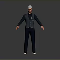 Stylish Man In Gray Suit Vest Silver Shirt With Necklace Standing Arms Outstretched