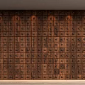 Patterned Wooden Wall With Regularly Arranged Planks And Metal Rivets 3d model