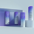 Perfume Cosmetics Gift Box Set With Gradient Purple Blue Cylindrical Bottles And White Display Packaging