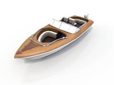 Modern Brown And White Leisure Boat With Comfortable Seats And Sleek Design 3d model