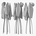 Clothes on Metal Coat Racks Gray Red Blue Jackets in Various Styles Simple Modern 3d model