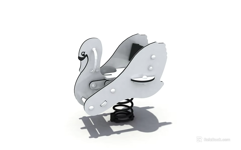 White Swan Shaped Rocking Horse Crafted from Building Blocks with Spring Base 3d model 