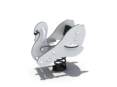 White Swan Shaped Rocking Horse Crafted from Building Blocks with Spring Base 3d model