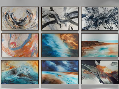 Abstract Paintings With Colorful Swirls Dynamic Lines And Modern Art Textures 3d model