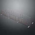 Multiple Metal Mesh Fence Panels With Red And Silver Frames And Support Legs 3d model