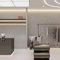 Elegant Modern Clothing Store Interior Design With Hangers Sofa Shelves And Display Counter