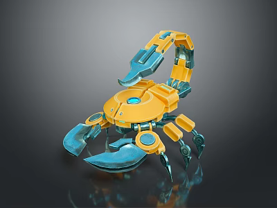 Futuristic Mechanical Scorpion Character With Yellow Blue Design And Sharp Claws 3d model