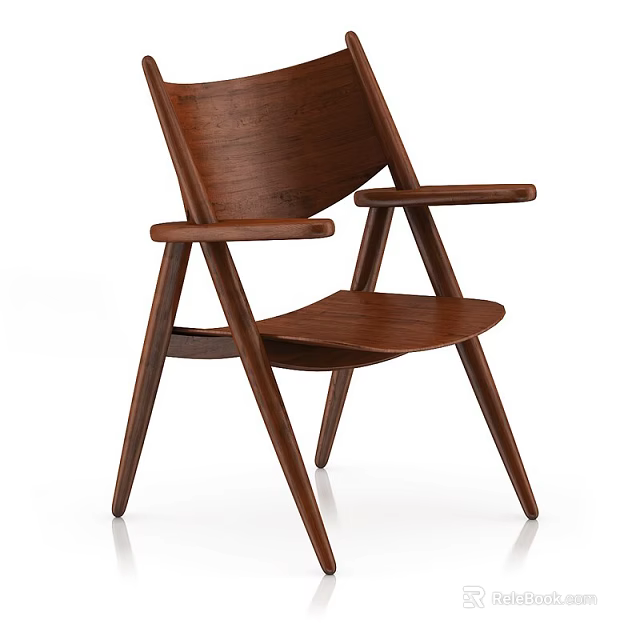Elegant Modern Wooden Lounge Chair With Comfortable Armrest And Stable Legs 3d model 