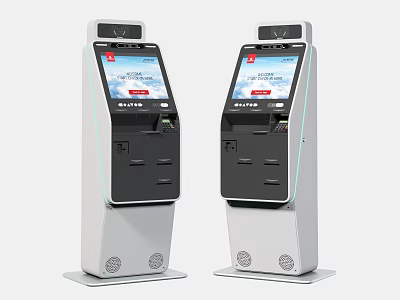 Modern Self Service Kiosks in Public Facilities with Touchscreen Display and Payment Interface 3d model