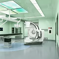 Modern Operating Room Interior With Surgical Table Advanced Imaging Device And Monitors 3d model