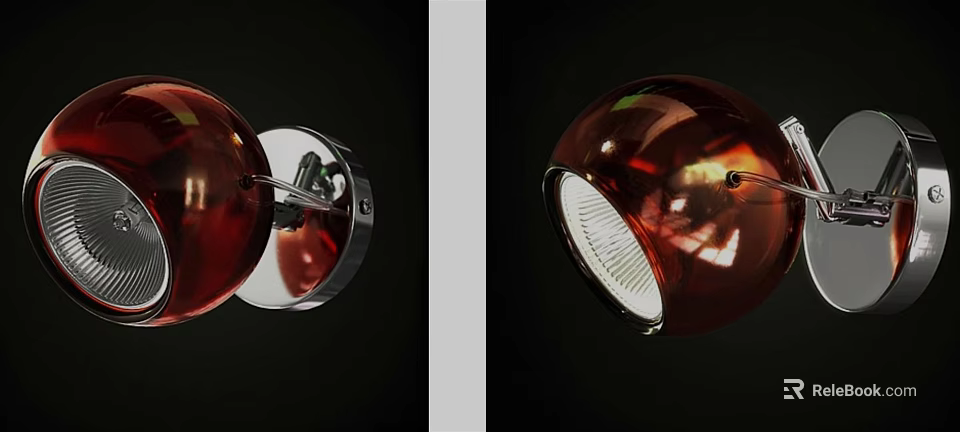 Stylish Globe Wall Lamp With Glass Shade And Metal Base For Interior Decoration 3d model 